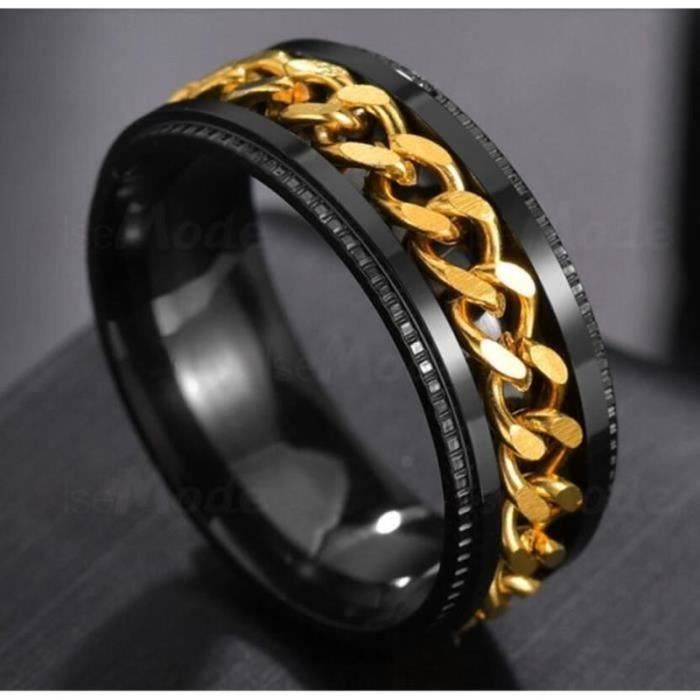Bague Homme 3 Anneaux Tournants Acier Inoxydable - Taille 68, Neuve Avec étiquettes