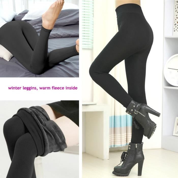 Femmes Hiver Épais Chaud Doux Polaire Doublé Thermique Extensible Leggings m-3XL Pantalon 
