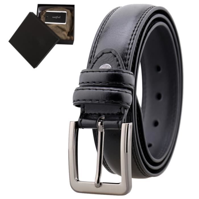 Ceinture Homme Cuir Jeans Ceinture en Cuir pour Hommes Noir