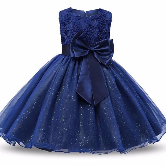 Robe De Princesse Pour Bébé Fille Iiniim - Brodée Fleurs 3D, Sans Manches, Pour Baptême Ou Fête
