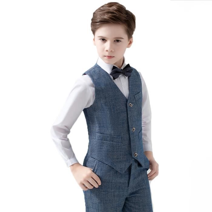 Costume 3 Pièces Garçon D'Honneur Luxe - Veste Gilet Pantalon Coupe Régulière Mariage