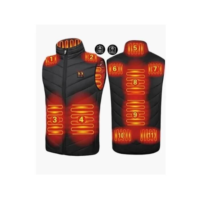 Gilet Chauffant électrique Hiver USB - QINGQUE - Noir - 9 Zones