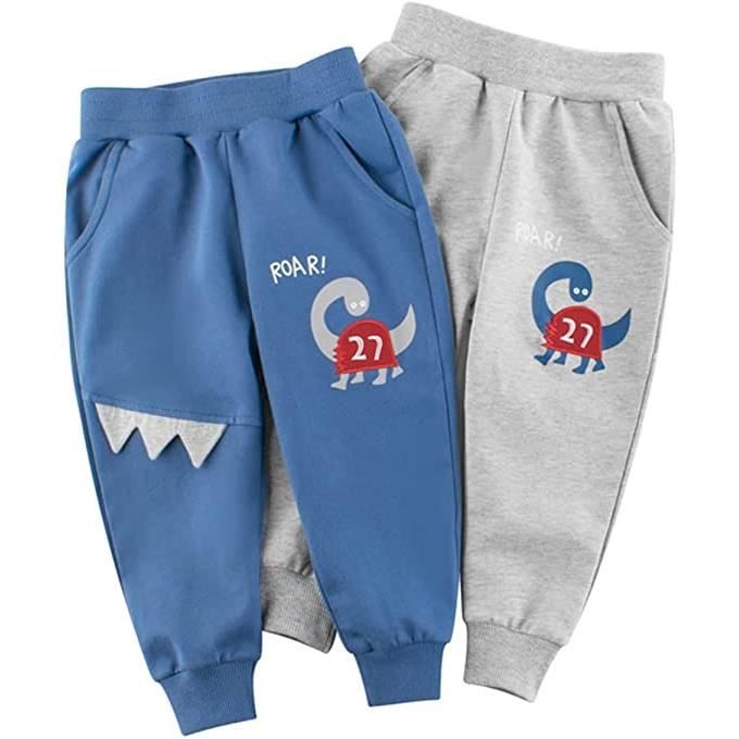 Enfant Garçons Jogging Coton Poches Dinosaure Pantalon de Sport de