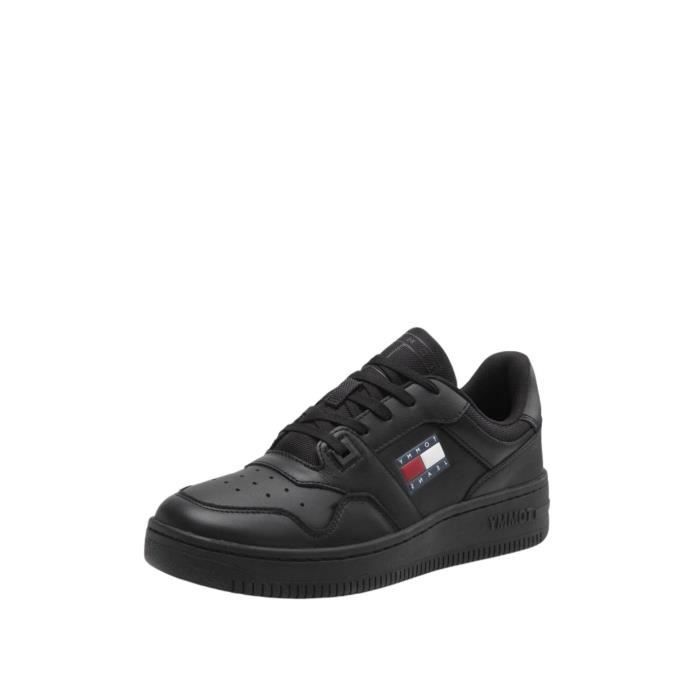 Tommy Jeans Baskets homme en cuir - TOMMY JEANS - Ref 58159 0GK - Lacets - Noir
