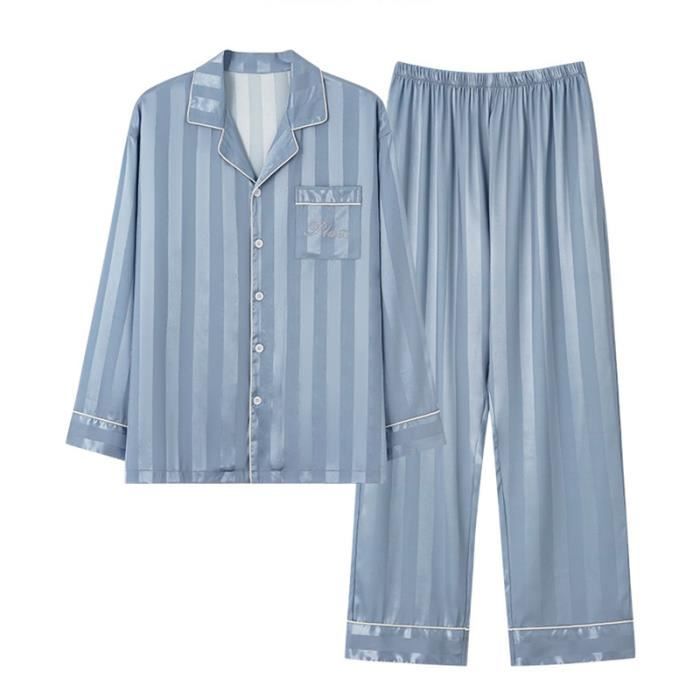 Ensemble pyjama homme en lin bleu clair