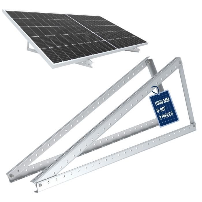 NuaSol Support pour panneau solaire jusqu'à 105 cm - Toit plat PV - Réglable de 0 à 90 ° - Kit - Aluminium - Matériel de montage