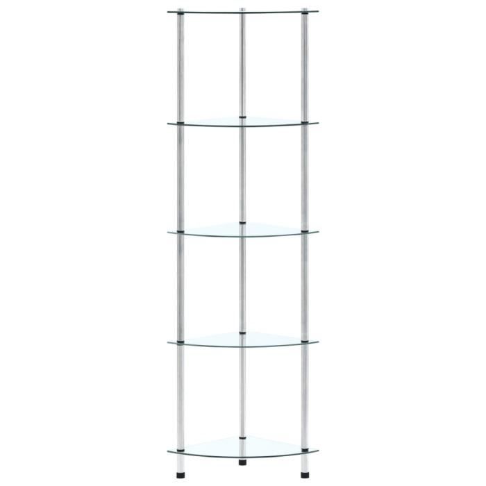 LVL - MEUBLE ETAGERE - Étagère 5 niveaux Transparent 30x30x130 cm Verre trempé(3115)