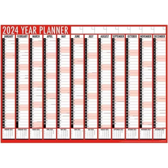 Calendrier Mural 2026 Format A1 – 84,1 X 59,4 Cm, Janvier à Décembre, Planificateur Familial, Bureau