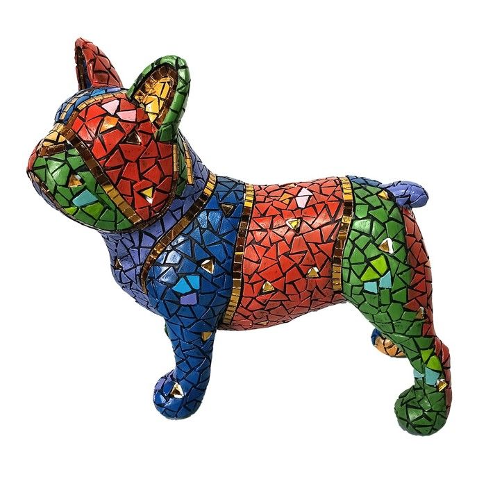 Signes Grimalt - ORIGEN Home Decor Chien Bouledogue Animaux Figurine de Chien Bleu - 19x31x9cm Résine Décorative