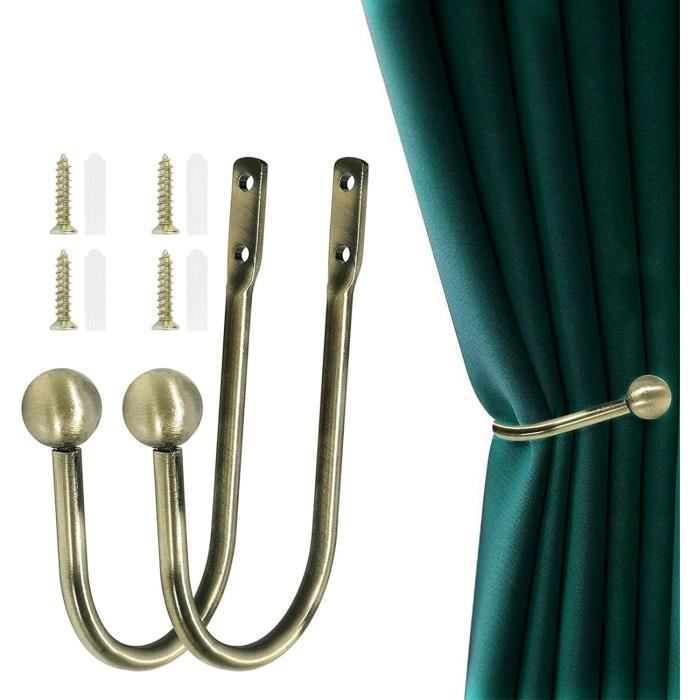 2 Pièces De Retenues De Rideaux En Décoratives Pour Rideaux Avec Vis Retenues De Traitement De Fenetre Robustes Pour Decoration Interieure Noir 96221089