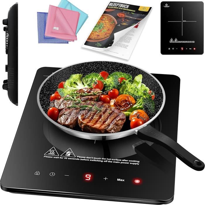 Plaque De Cuisson à Induction 2000W - Programmes Automatiques - Panneau Tactile - Sécurité Enfant