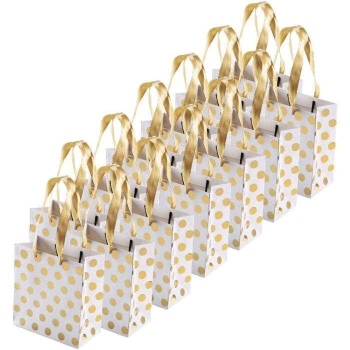 FOGAWA Cadeau Sac 12pcs Pochette Cadeau Doré Sac Papier
