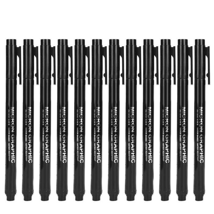 Stylo à encre noire, 8 pièces pointe fine stylo marqueur liner
