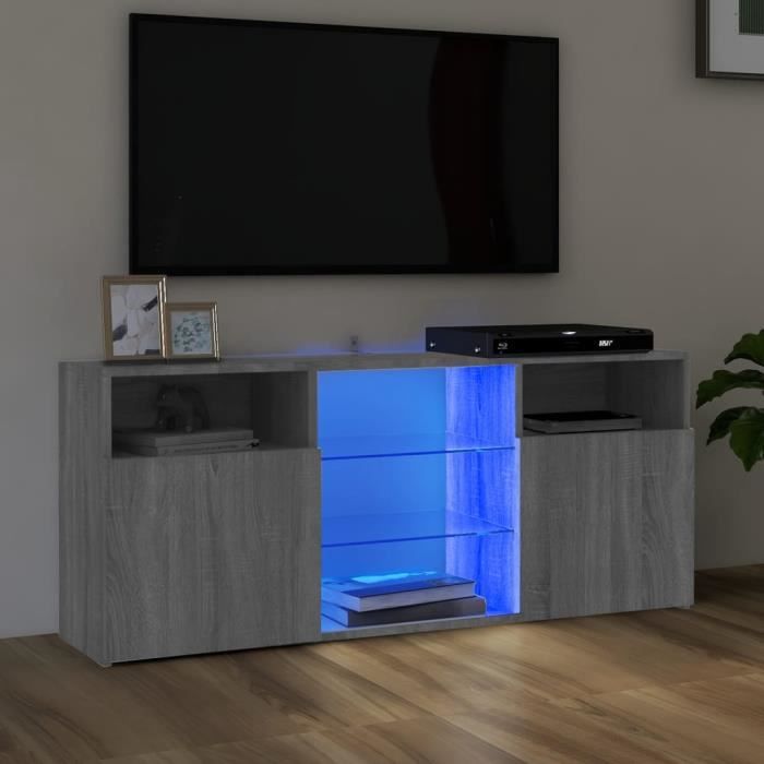 Meuble TV - TMISHION - PAL815715 - 120x30x50 cm - Bois dingénierie - Lumières LED RVB