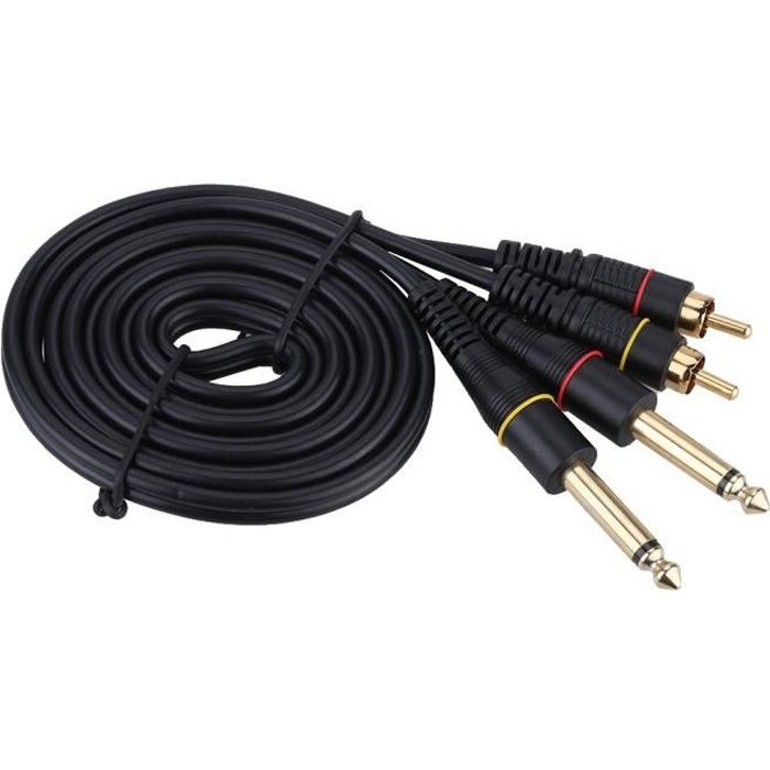 Câble et Connectique GENERIQUE Câble Audio stéréo mâle à mâle 6,35 mm pour  mélangeur de guitare électrique stéréo 1 m