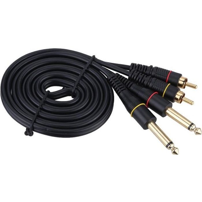 Adaptateur Audio 6,35 Mm Mâle Vers 3,5 Mm Femelle à 90° : Câble Angle Droit 30 Cm, Pour Mixeur, Guitare, Casque