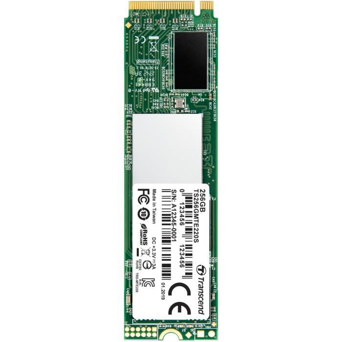 Vente Disque SSD TRANSCEND Disque SSD interne 220S - 256 Go - M.2 2280 - PCI Express 3.0 x4 (NVMe) pas cher