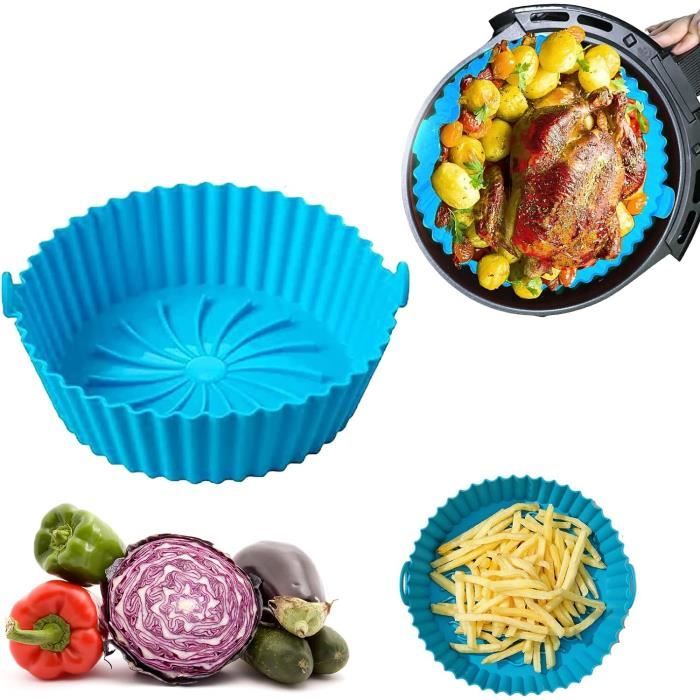 3 Pièces Silicone Moule Air Fryer Accessoires, Réutilisable Chaud Papier Cuisson Friteuse Sans Huile Airfryer Panier Convient Pour Philips Ninja Foodi Max Cosori Moulinex Tefal