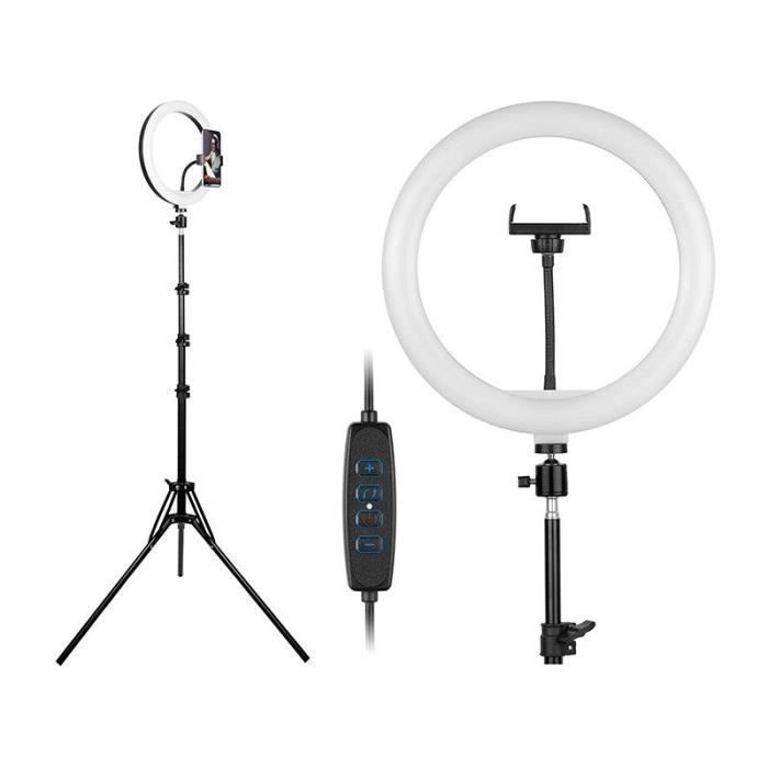 Lampe Anneau - Tracer - 30cm - Noir - Trépied 210cm - LED Électrique