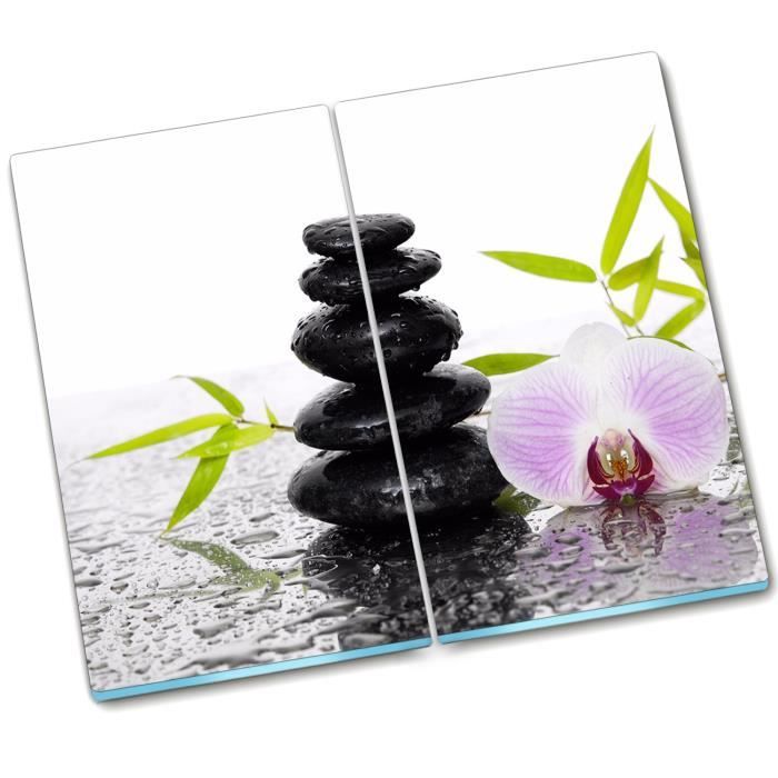 Tulup Planche a découper chaleur Pour cuisine Glass 2x30x52cm Protection de Splash - Pierres et orchidées