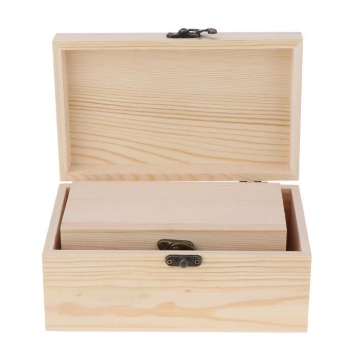 Grande boîte en bois Sans Poignées Commode à Bricolage Meubles couvercle bois boîtes
