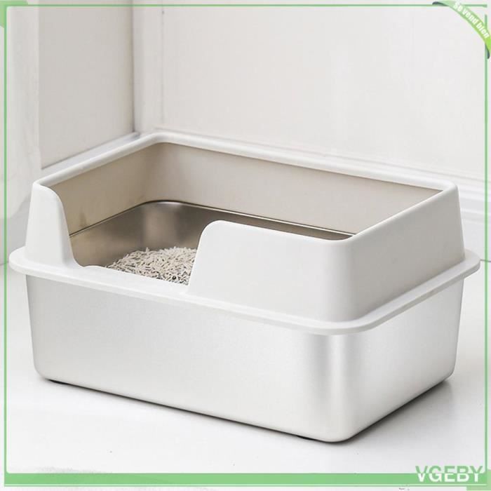 Meilleurs prix pour VGEBY bac à litière à côtés fermés en acier inoxydable Bac à litière en acier inoxydable, côtés hauts, Petite Taille Petit Blanc