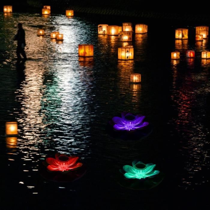 VGEBY Lumière flottante de lotus Lumières de piscine solaires pour bassin LED Lampe flottante étanche à fleur de lotus à