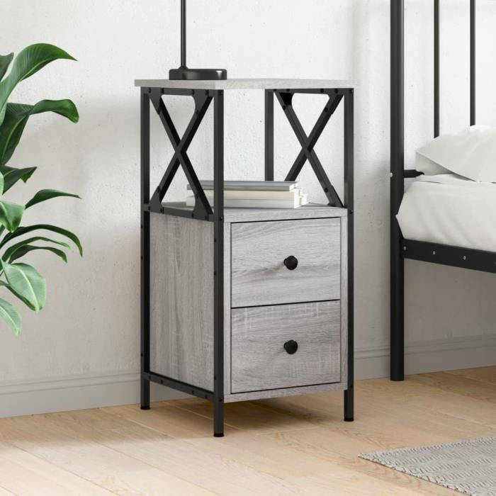 vidaXL Table de chevet sonoma gris 34x355x70 cm bois dingénierie 825949