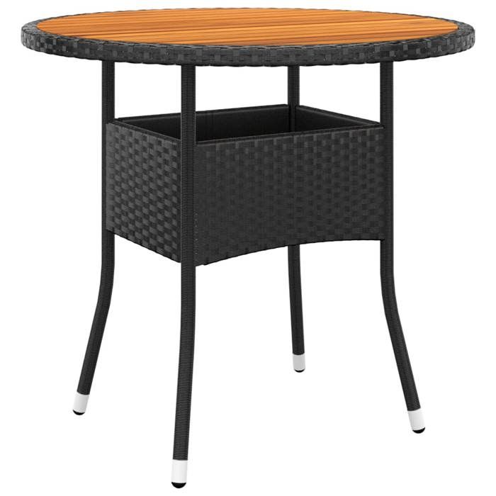 vidaXL Table de jardin Ø80x75 cm Résine tressée et bois d'acacia 310608