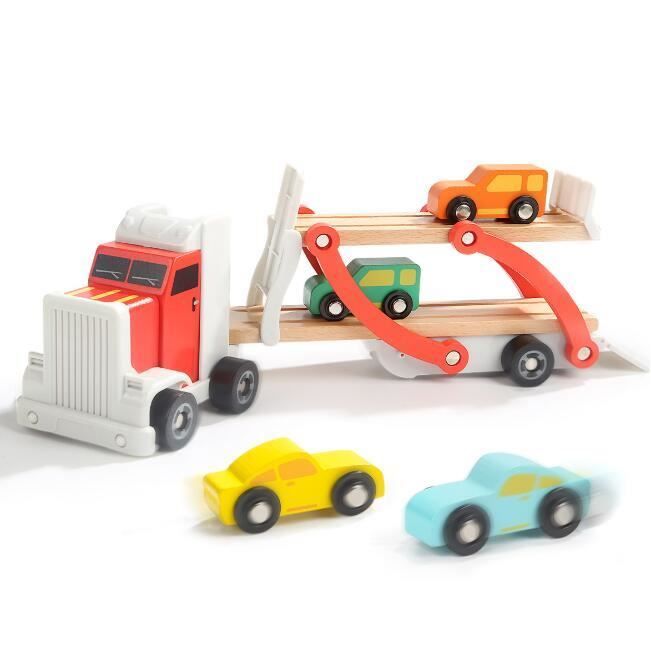 Jouet Camion Enfant En Bois Cadeau Camion Voiture Pour Enfant 2 Ans Jouet Camion Transporteur Pour Garcon De 1 An 2 Ans Avec 4 Peti Cdiscount Jeux Jouets