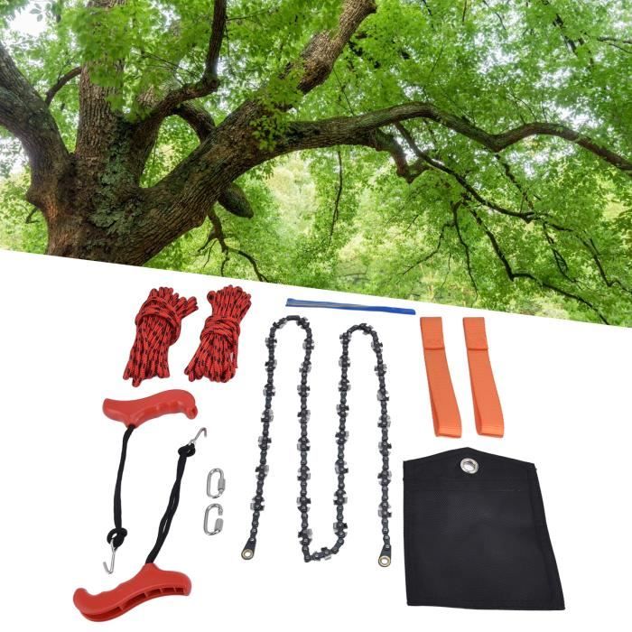 Scie à Chaîne Manuelle Pour L'élagage D'arbres, 64 Maillons 31 Lames 3 8 48 Pouces De Portee Avec Corde En Paracorde Noire 75263644