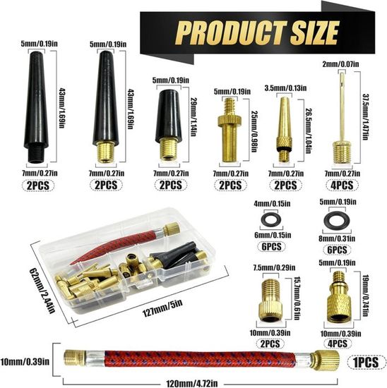 2 Pièces Embout de Gonflage, Adaptateur de Valve Presta/Schrader en