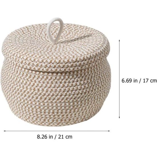 Yearonan Lot de 2 petits paniers de rangement avec couvercle – Paniers de rangement pour étagères – Fil de coton naturel, boucle en cuir, rangement de salle de bain, paniers de rangement Yearonan Lot de 2 petits paniers de rangement avec couvercle – Paniers de rangement pour étagères – Fil de coton naturel, boucle en cuir, rangement de salle de bain, paniers de rangement