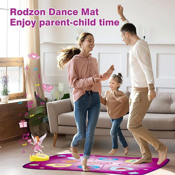 COSTWAY Tapis De Danse Enfant Pliable - 9 Musiques, 3 Modes, Score Lumineux