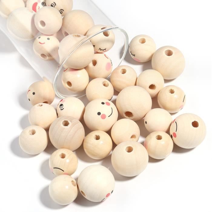 200 Perles Rondes En Bois Multicolore 8mm - Idéal Pour Créations Bijoux, DIY