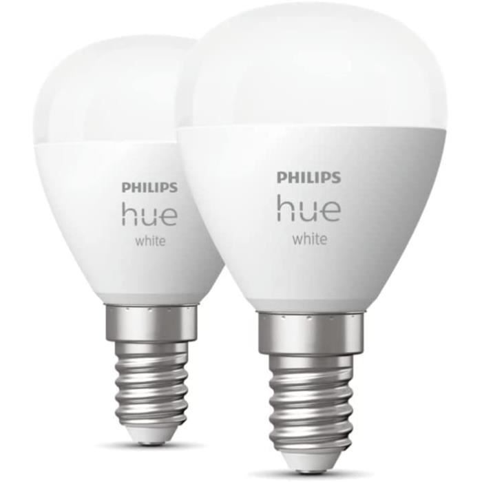 Philips Hue White, ampoule D connectée Luster E14, compatible Bluetooth,  pack de 2[1041] - Cdiscount Bricolage