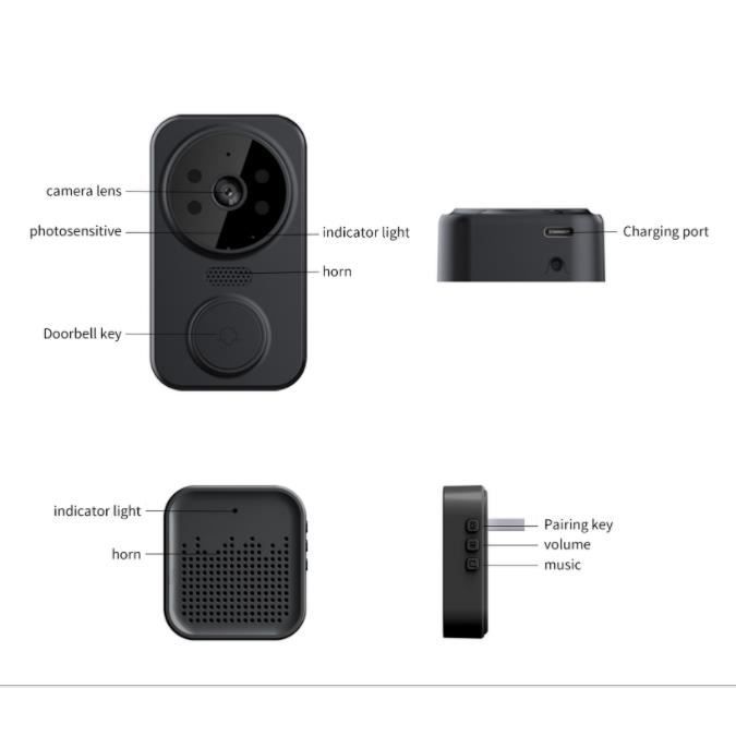 Mucek Visiophone Connecté Sonnette Sans Fil Exterieur Etanche Personnes  Intelligente Wifi Hd Caméra Audio Bidirectionnel - Cdiscount Bricolage