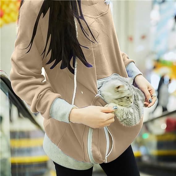 Femme Sweat à Capuche Manches Longues Chat Chaud Mode Sweatshirt