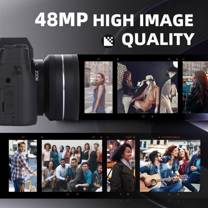 Appareil Photo Numérique Rétro 4K - Zoom Optique 16x, écran 2,3", Carte 512 Go Incluse - 6