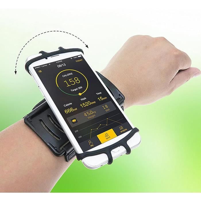 Brassard De Jogging Rotatif 360° Pour Téléphone - Noir, En Silicone Et PC, Universel