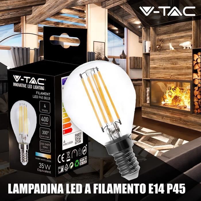 V-TAC 10x Ampoule LED Filament G45 E14-4W (équivalent 35W) - 400