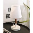 (Une Paire) Lampe de Chevet ou de Table en Bois, Abat-Jour en Tissu, Lampe LED pour Chambre, Salon, Dortoir, Studio, Café - Bl[9]-2
