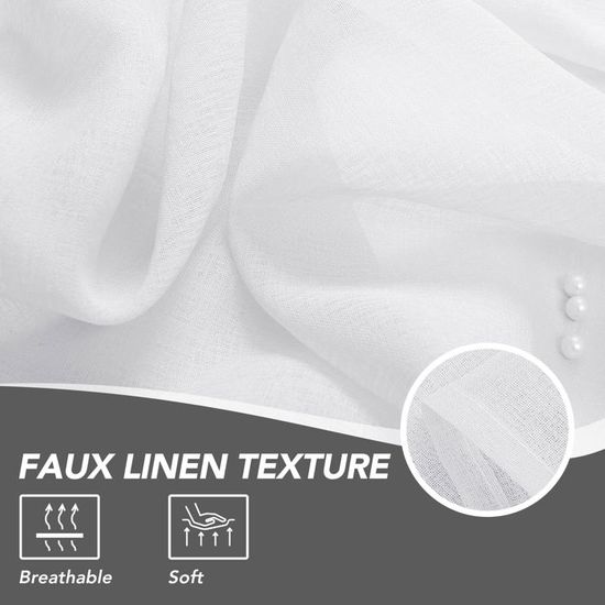 Rideaux Transparents Deconovo 245 X 140 Cm - Blanc, 8 œillets Métalliques, Polyester, Pour Salon/chambre