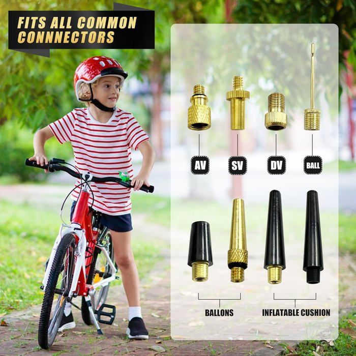Kit De 33 Adaptateurs De Pompe – Valves AV/SV/DV, Tuyau Et Boîte De Rangement Pour Vélo, Voiture, Ballon