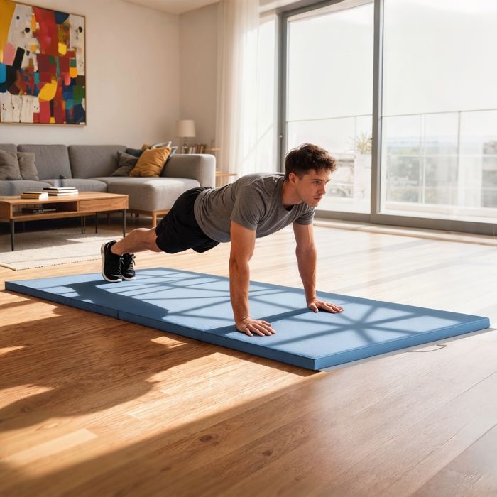HOMCOM Tapis de sol gymnastique Fitness pliable portable rembourrage