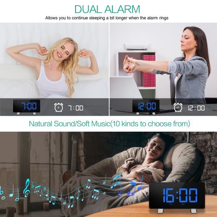 Réveil Numérique Avec Compte à Rebours, Snooze Et Affichage Date – Gestion Du Temps Facile (fonction 12h/24h)