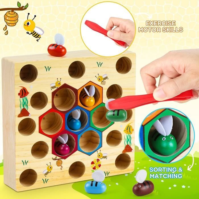 COOLJOYA Jouet Montessori Enfant, 2-en-1 Jeu de pêche