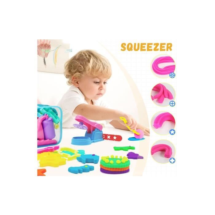 Pâte à modeler enfants 51 pièces avec moules hamburgers,pizzas et glaces,argile créative DIY