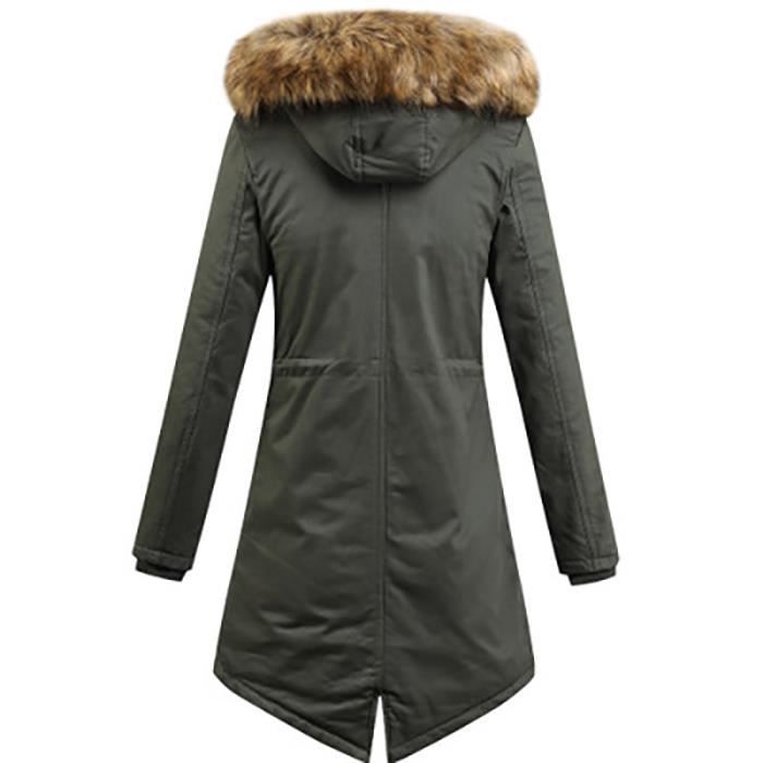 Col Écharpe Fausse Fourrure Amovible 90cm Kaki - Boutons Pour Manteau Hiver