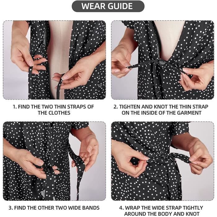 Robe été Légère Robe Portefeuille à Pois Pour Femme Manches